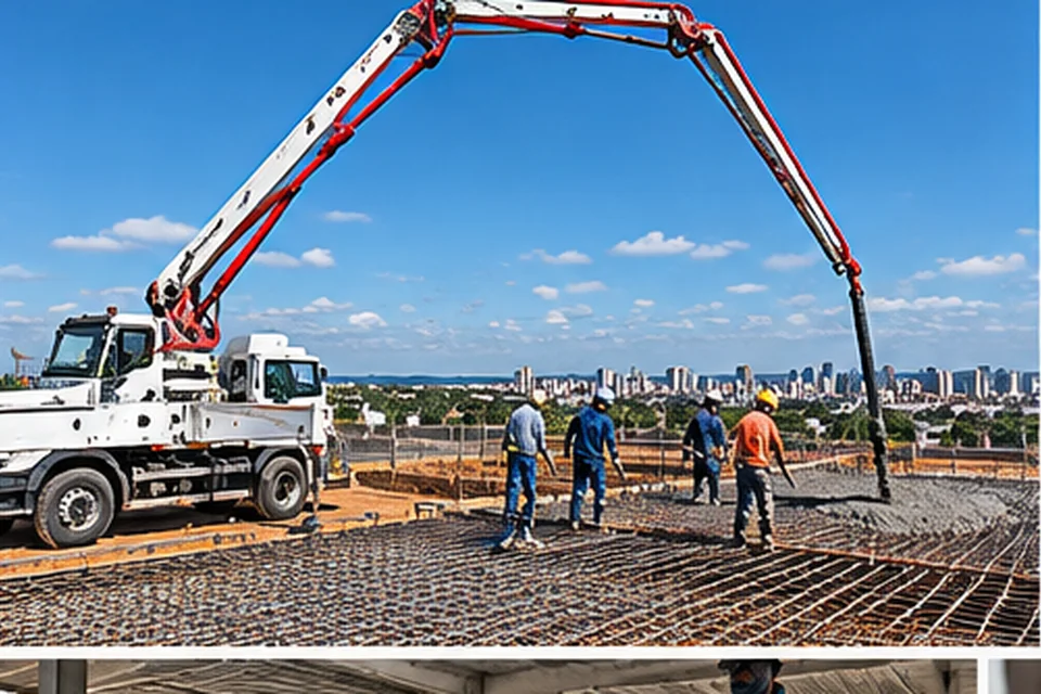 Bomba de concreto em obra no Distrito Federal